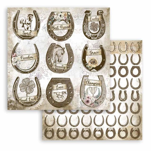 Stamperia Scrapbooking paper double face - Romantic Horses horseshoe