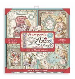 Stamperia Scrapbooking Pad 22 sheets - 30.5x30.5 (12"x12") - Double face Alice in Wonderland and through the