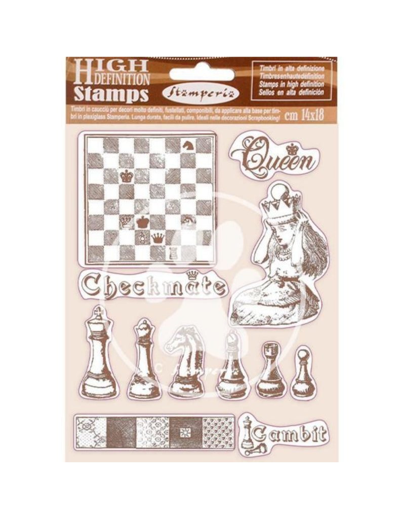 Stamperia HD Natural Rubber Stamp 14x18 cm - Alice checkmate