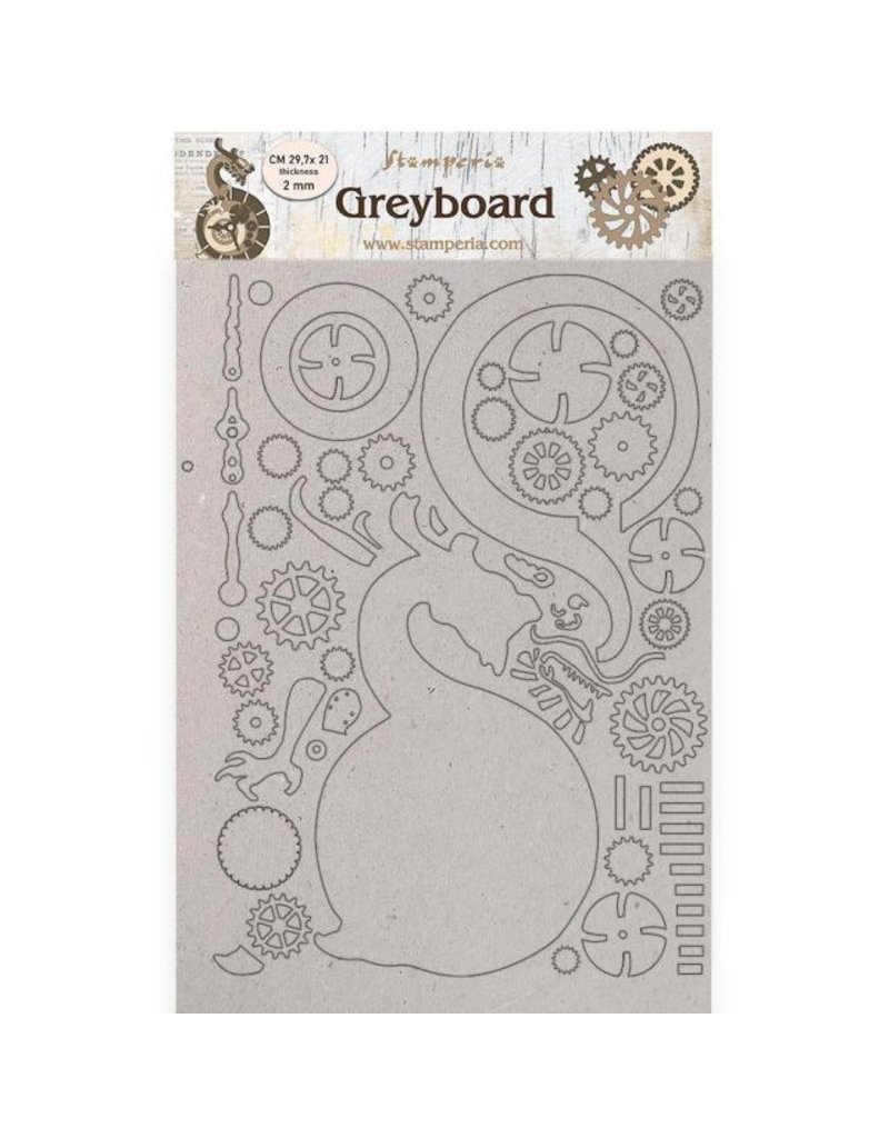 Stamperia A4 Greyboard 2 mm - Sir Vagabond in Japan dragon