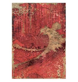 Stamperia A4 Rice paper packed - Sir Vagabond in Japan red texture