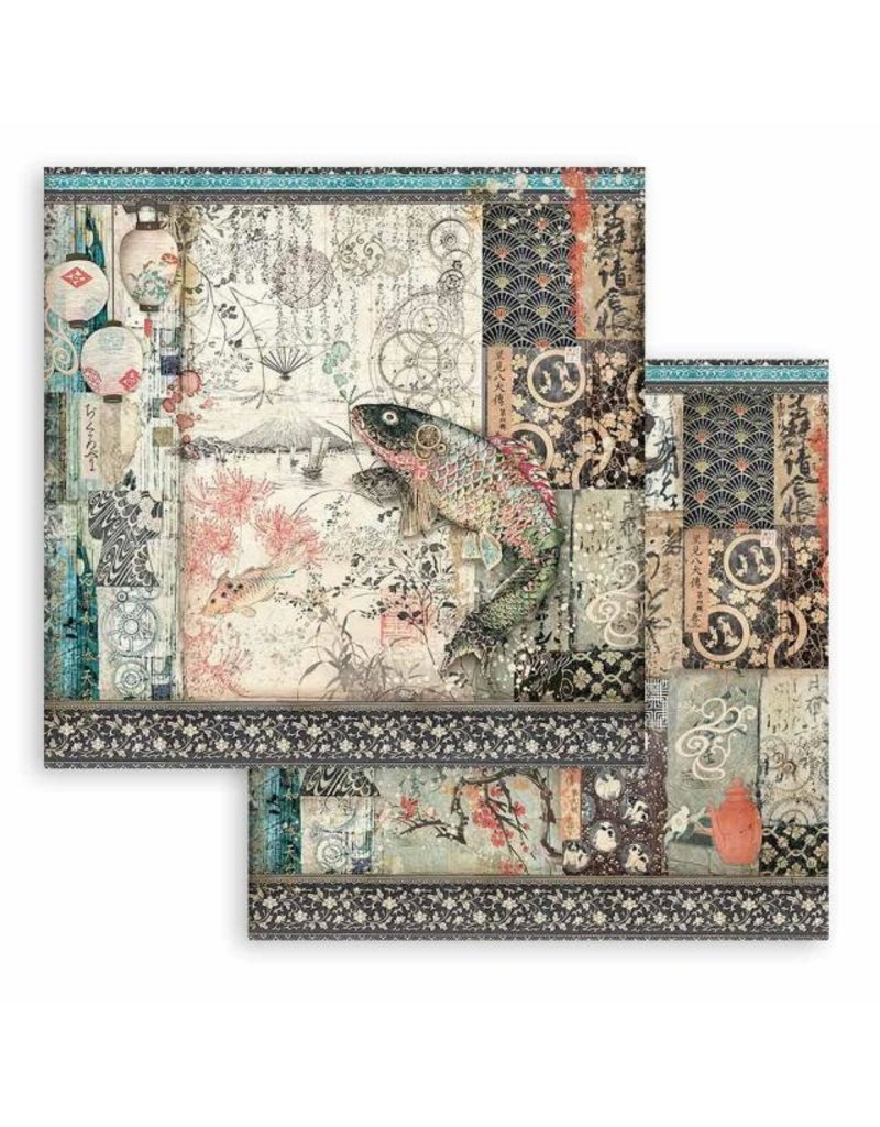 Stamperia Scrapbooking Double face sheet - Sir Vagabond in Japan mechanical fish