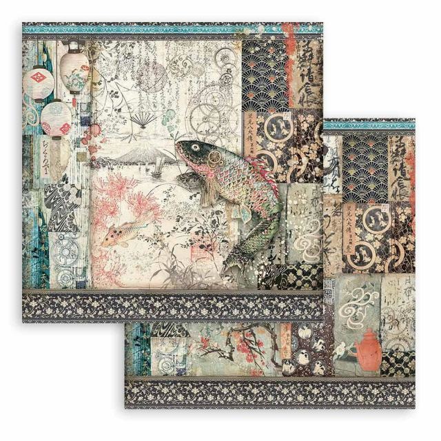 Stamperia Scrapbooking Double face sheet - Sir Vagabond in Japan mechanical fish