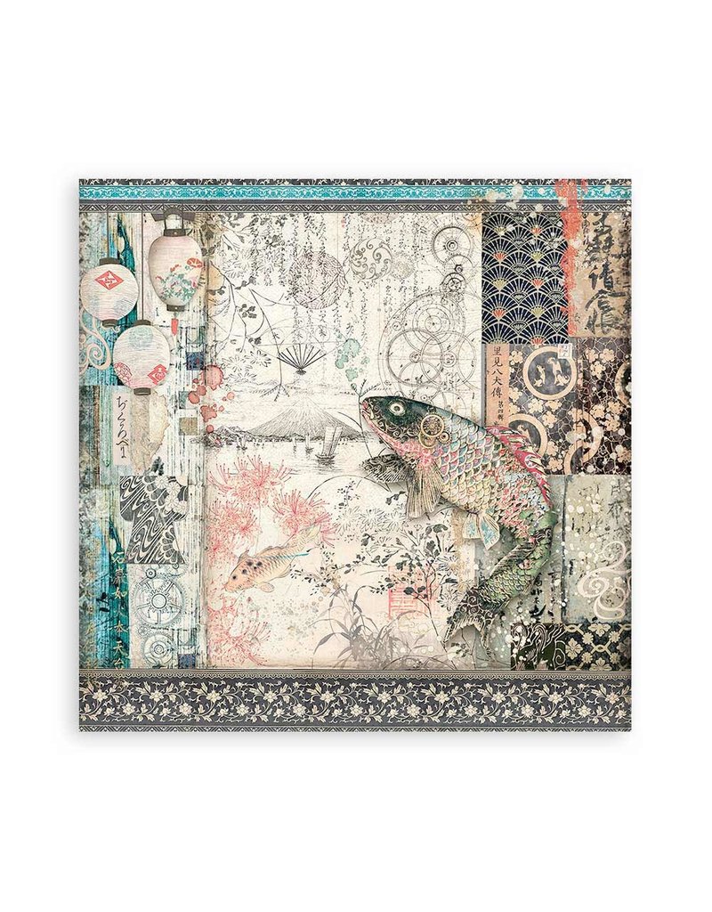 Stamperia Scrapbooking Double face sheet - Sir Vagabond in Japan mechanical fish