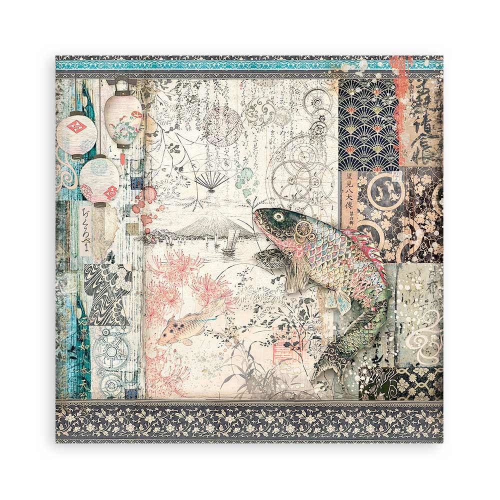 Stamperia Scrapbooking Double face sheet - Sir Vagabond in Japan mechanical fish