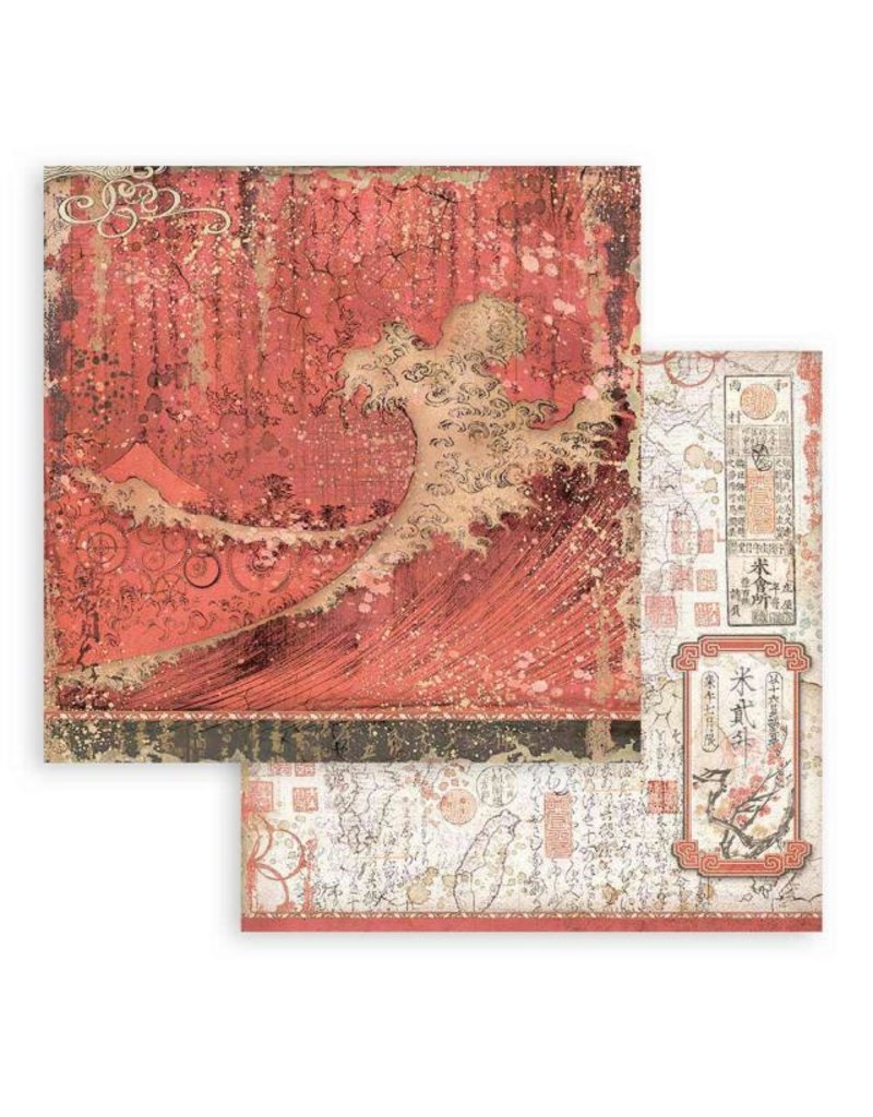 Stamperia Scrapbooking Double face sheet - Sir Vagabond in Japan red texture