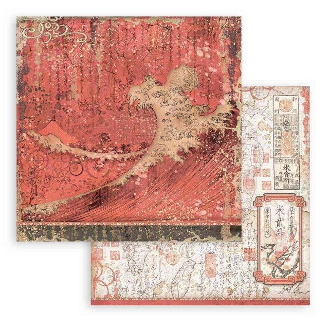 Stamperia Scrapbooking Double face sheet - Sir Vagabond in Japan red texture