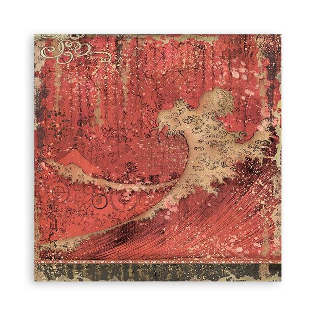 Stamperia Dubbelzijdig Scrapbook Papier - Sir Vagabond in Japan red texture