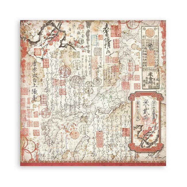 Stamperia Scrapbooking Double face sheet - Sir Vagabond in Japan red texture