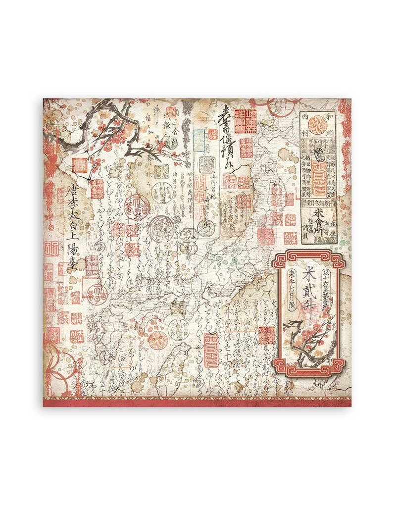 Stamperia Scrapbooking Double face sheet - Sir Vagabond in Japan red texture