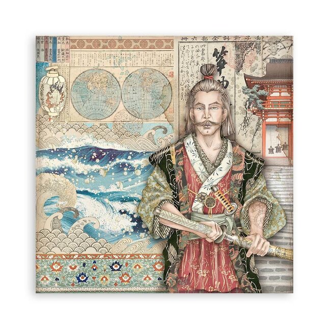 Stamperia Dubbelzijdig Scrapbook Papier - Sir Vagabond in Japan samurai