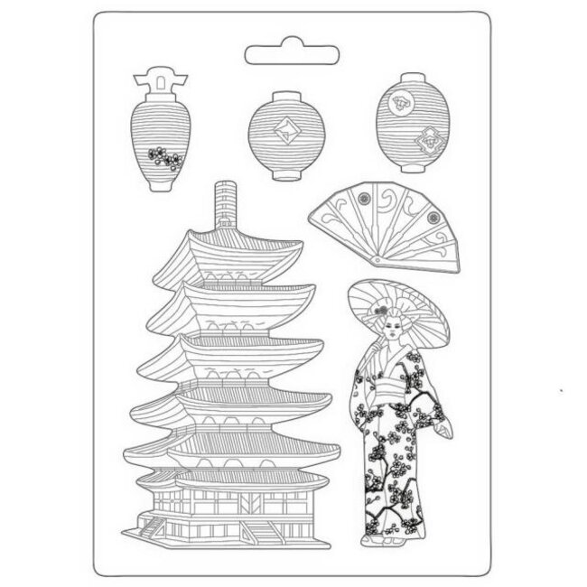 Stamperia Soft Mould A4 - Sir Vagabond Japan pagoda