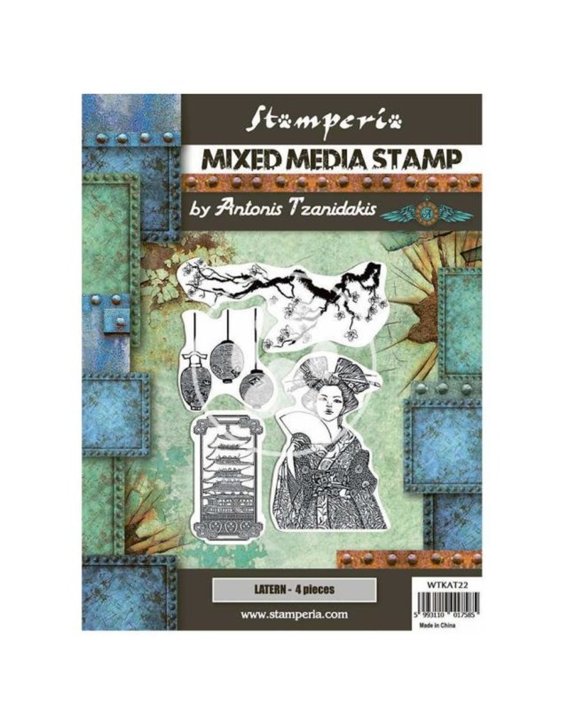 Stamperia Mixed Media Stamp cm 15x20 - Sir Vagabond in Japan lantern