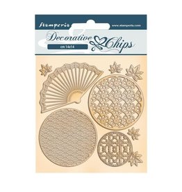 Stamperia Decorative chips cm 14x14 - Sir Vagabond in Japan fan and circles