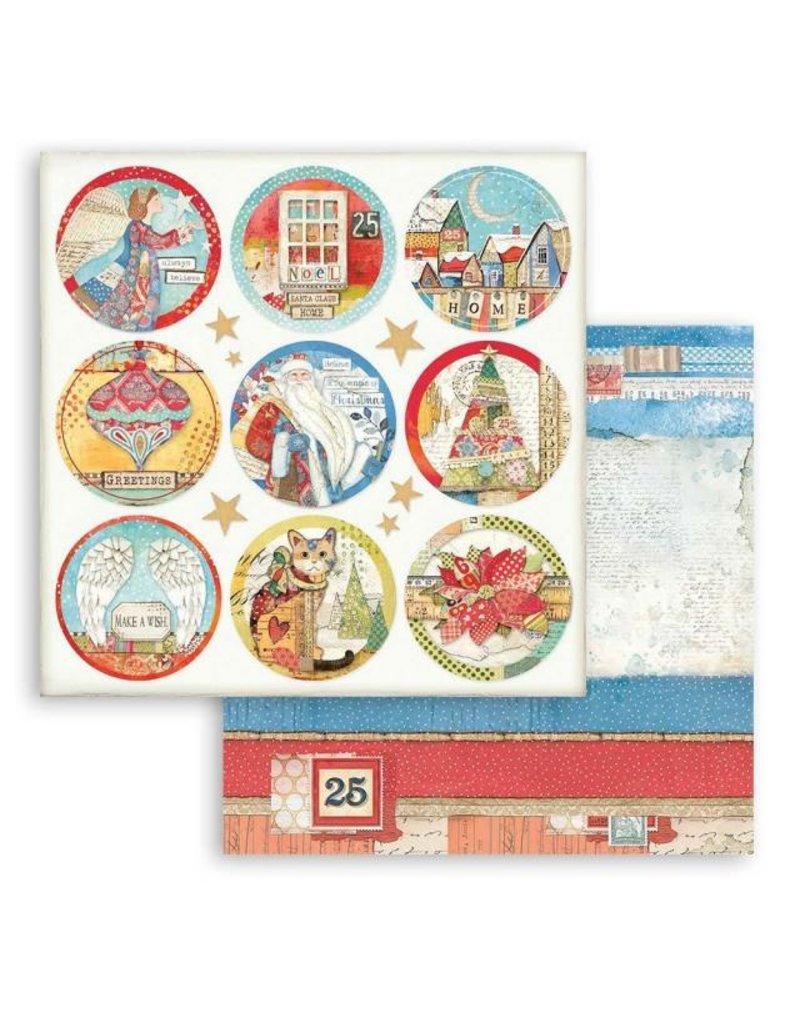 Stamperia Scrapbooking Double face sheet - Christmas Patchwork rounds
