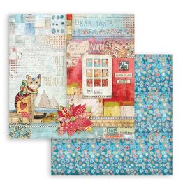 Stamperia Scrapbooking Double face sheet - Christmas Patchwork cat