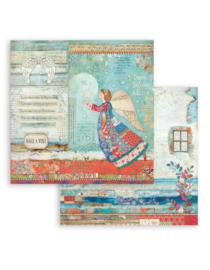 Stamperia Scrapbooking Double face sheet - Christmas Patchwork angel