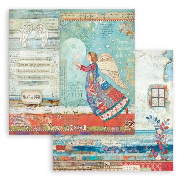 Stamperia Scrapbooking Double face sheet - Christmas Patchwork angel