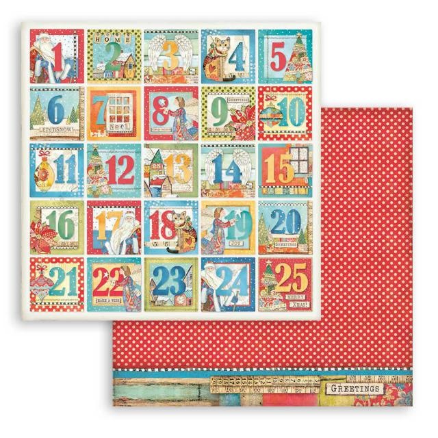 Stamperia Dubbelzijdig Scrapbook Papier - Christmas Patchwork Advent calendar