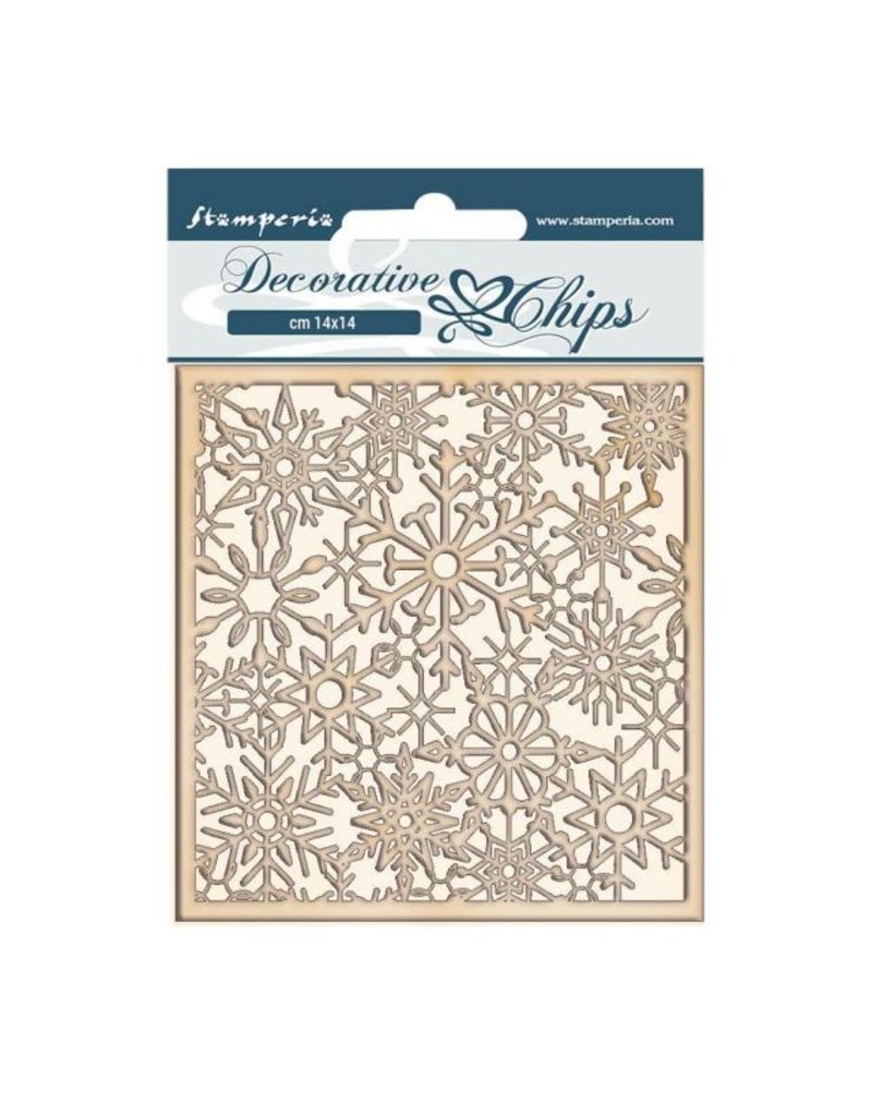 Stamperia Decorative chips cm 14x14 - Winter Tales snowflakes