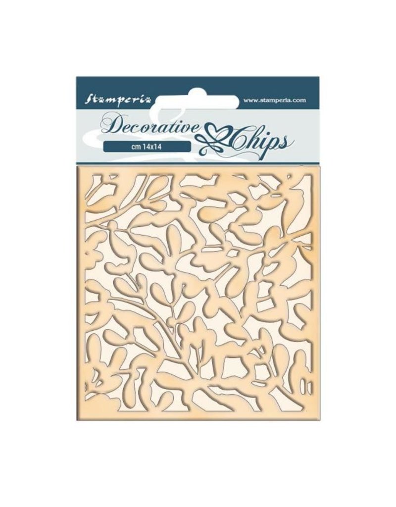 Stamperia Decorative chips cm 14x14 - Winter Tales leaves texture