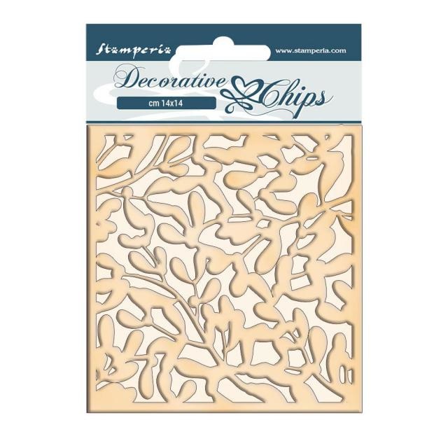 Stamperia Decorative chips cm 14x14 - Winter Tales leaves texture