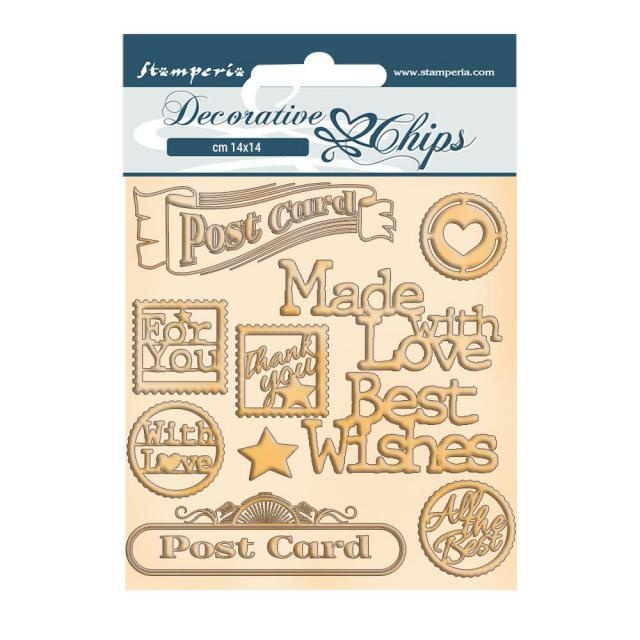Stamperia Decorative chips cm 14x14 - Romantic Christmas Post card