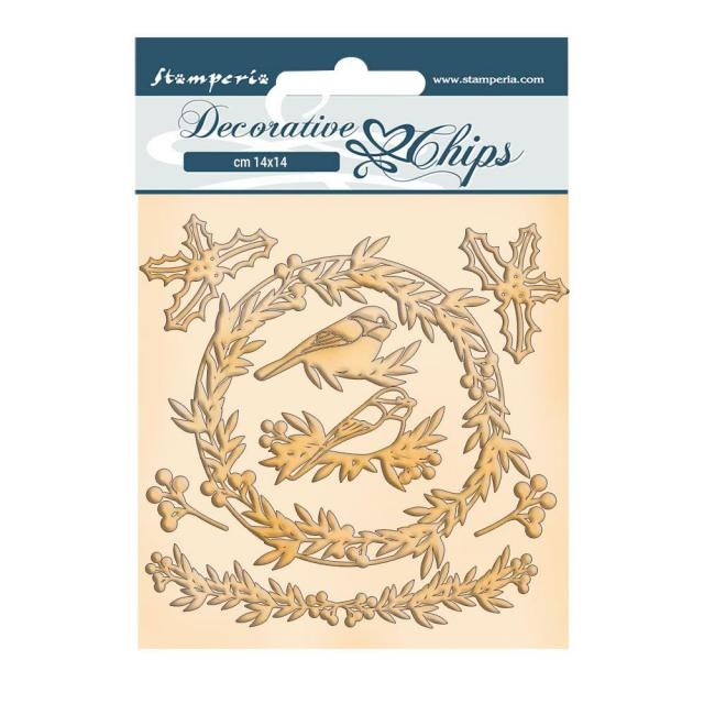 Stamperia Decorative chips cm 14x14 - Romantic Christmas Garland