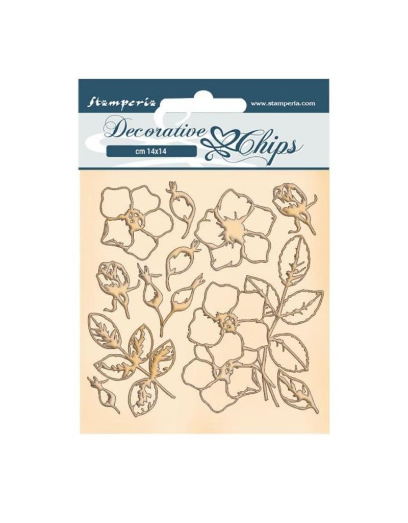 Stamperia Decorative chips cm 14x14 - Romantic Christmas flowers