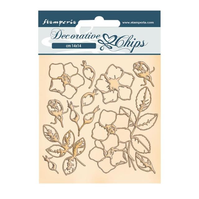 Stamperia Decorative chips cm 14x14 - Romantic Christmas flowers