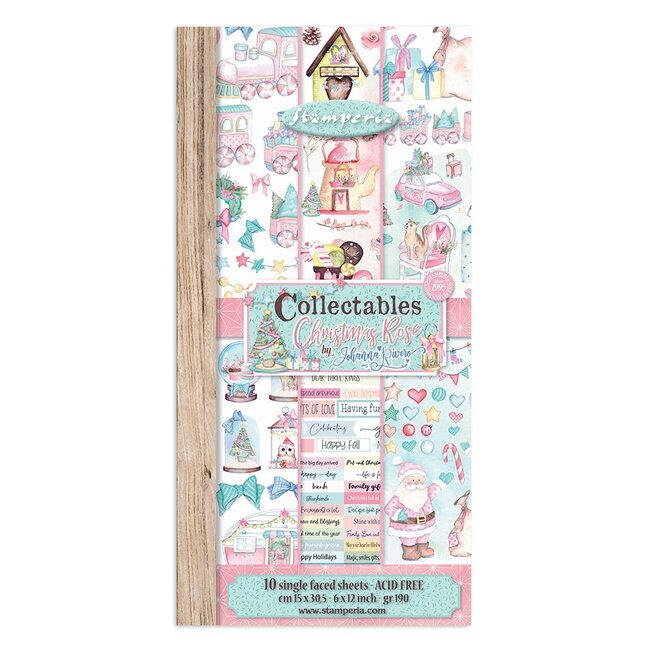 Stamperia Collectables 10 sheets 15x30,5 (6”x12”) Single Face - Christmas rose