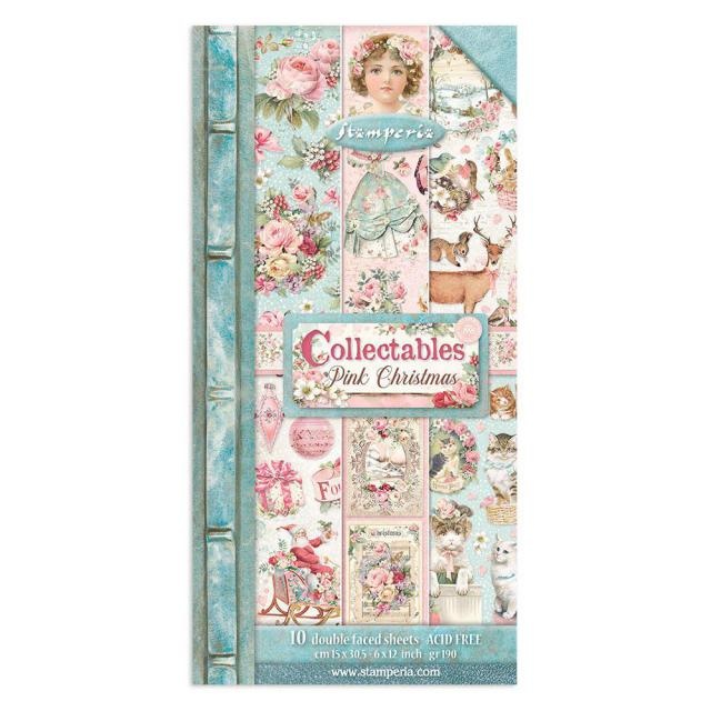 Stamperia Collectables 10 sheets 15x30,5 (6”x12”) - Pink Christmas