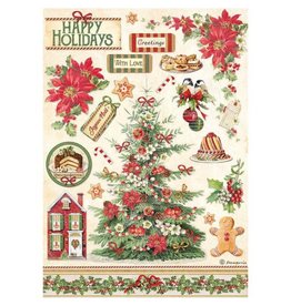 Stamperia A4 Rice paper packed - Classic Christmas tree