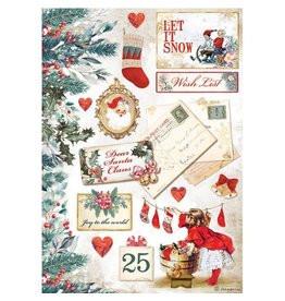 Stamperia A4 Rice paper packed - Romantic Christmas Let it snow cards