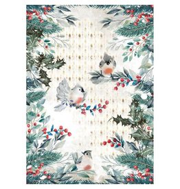 Stamperia A4 Rice paper packed - Romantic Christmas birds