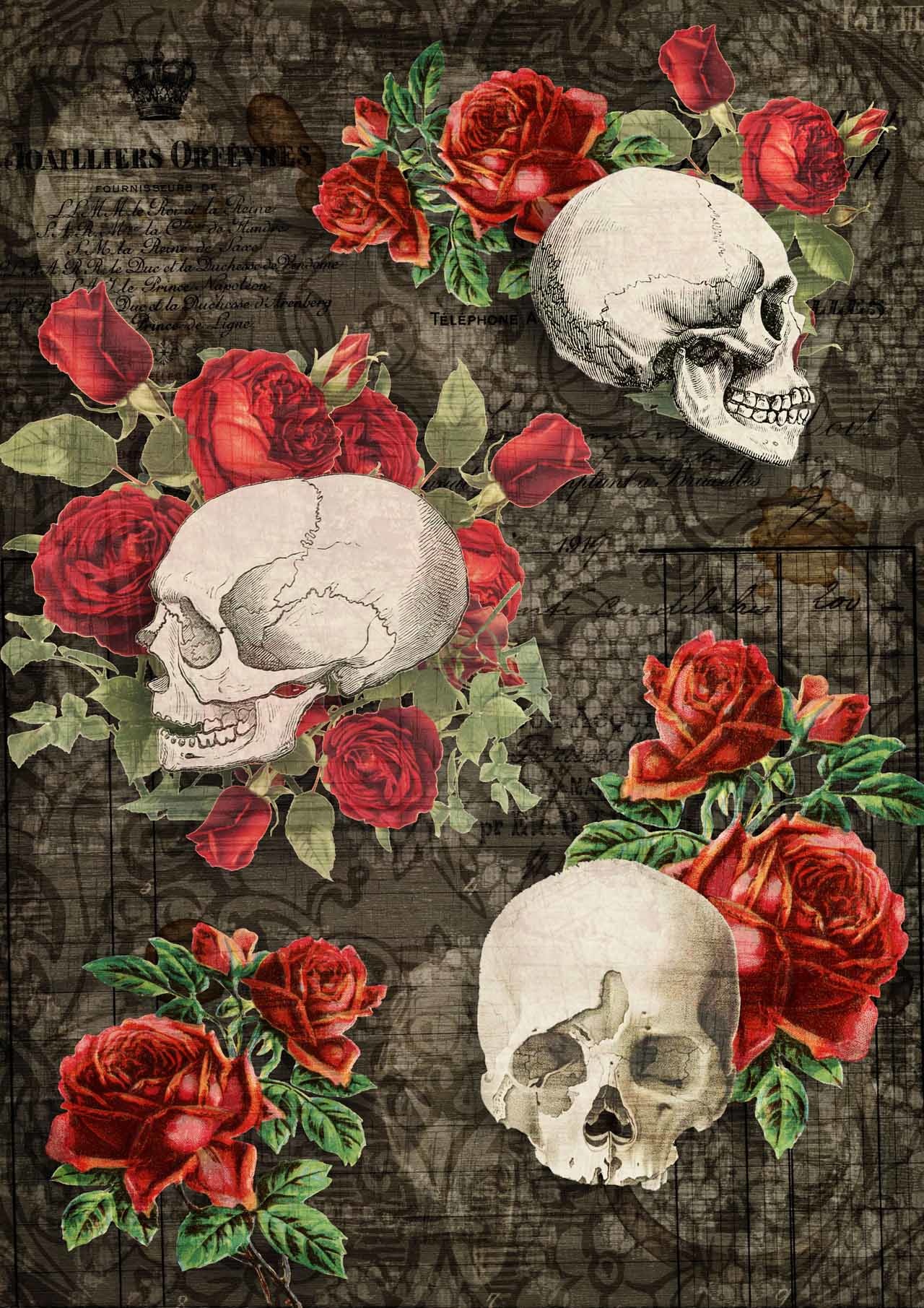 Decoupage Queen Gothic Skulls