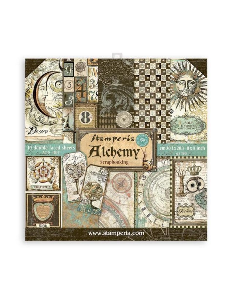 Stamperia Scrapbooking Small Pad 10 sheets cm 20,3X20,3 (8"X8") - Alchemy