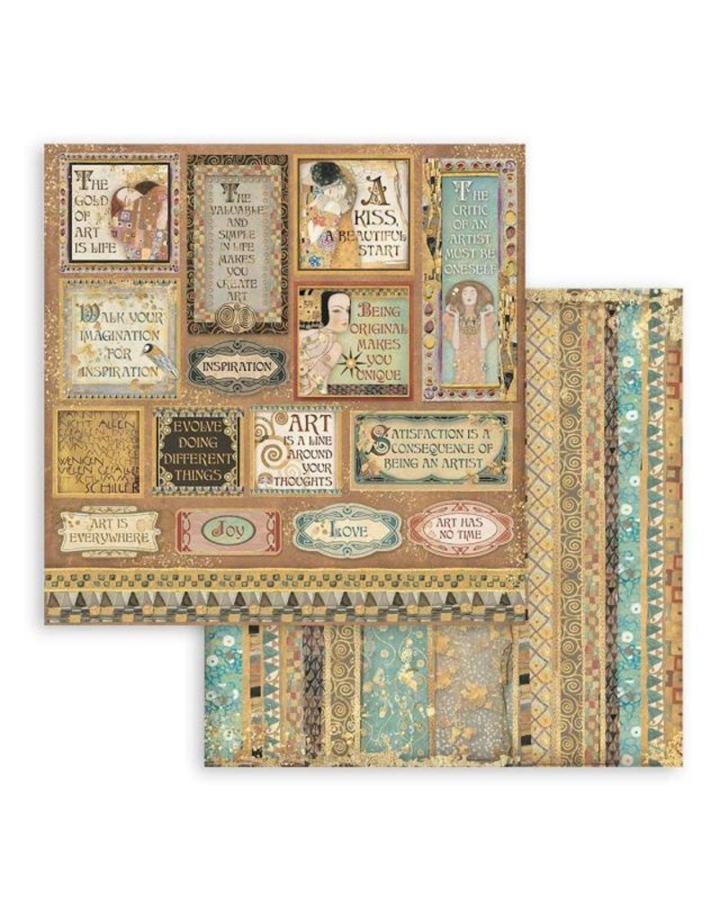 Stamperia Scrapbooking Double face sheet - Klimt Quotes and labels