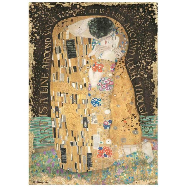 Stamperia A4 Rice paper packed - Klimt The Kiss