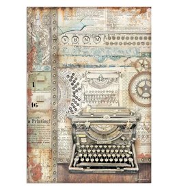 Stamperia A4 Rice paper packed - Lady Vagabond Lifestyle typing writer