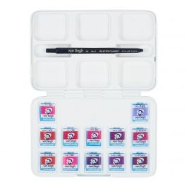 Van Gogh Van Gogh • Aquarelverf pocket box roze en violetten met 12 kleuren in halve napjes