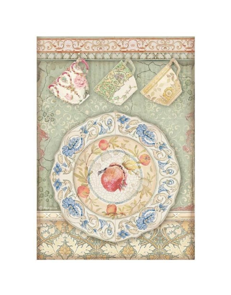 Stamperia A4 Rice paper packed - Casa Granada plate and cups