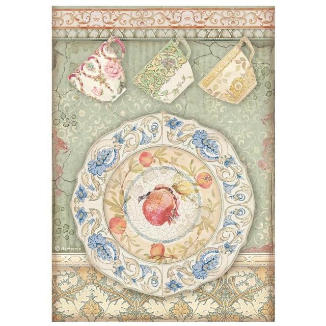 Stamperia A4 Rice paper packed - Casa Granada plate and cups