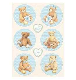 Stamperia A4 Rice paper packed - DayDream rounds bear blue