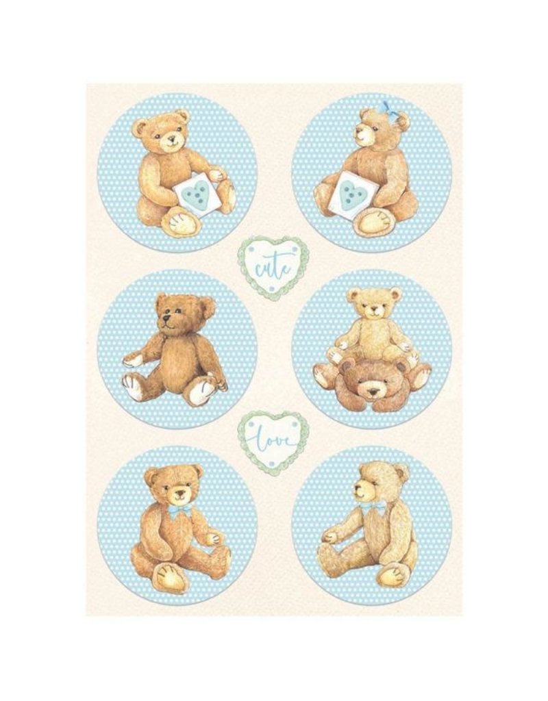 Stamperia A4 Rice paper packed - DayDream rounds bear blue