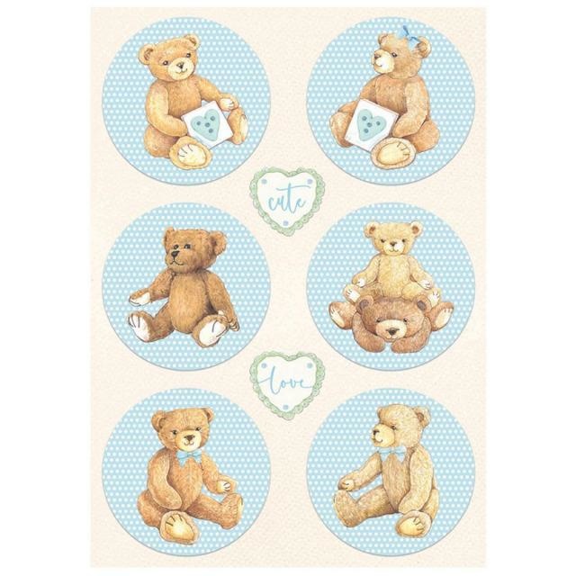 Stamperia A4 Rice paper packed - DayDream rounds bear blue