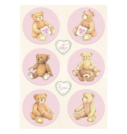 Stamperia A4 Rice paper packed - DayDream rounds bear pink