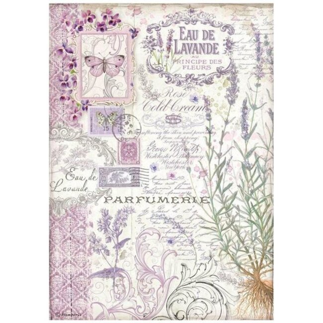 Stamperia A4 Rice paper packed - Provence eau de lavande