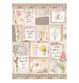 Stamperia A4 Rice paper packed - Romantic Garden House letters and flowers