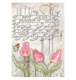 Stamperia A4 Rice paper packed - Romantic Garden House tulips
